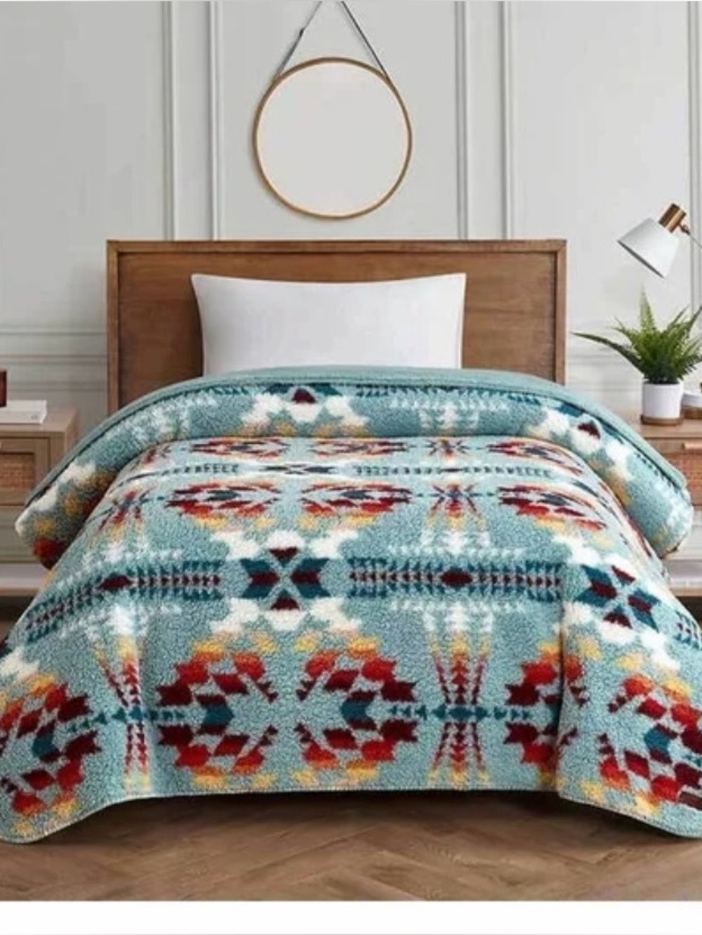 Pendleton sherpa fleece blanket Legend Lake Aqua
